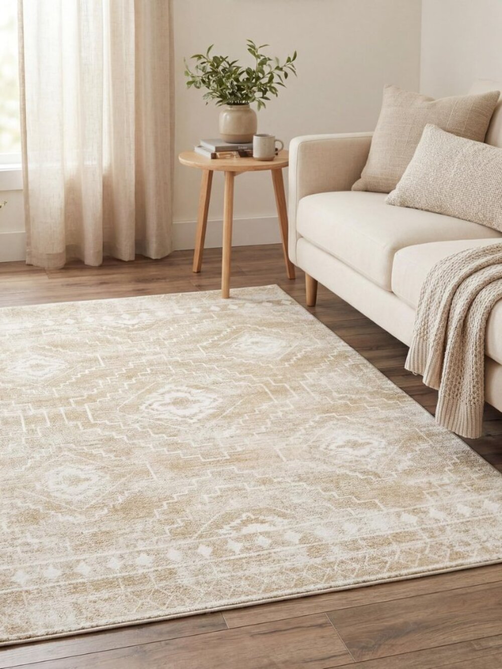 Area Rugs 5x7 for Living Room, Washable Vintage Boho Neutral Rugs Non Slip Low